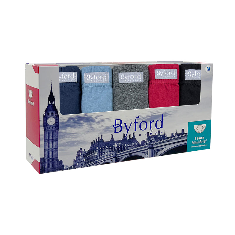Byford 5pcs Men's Mini Briefs | Combed Cotton | BMB207993AS1