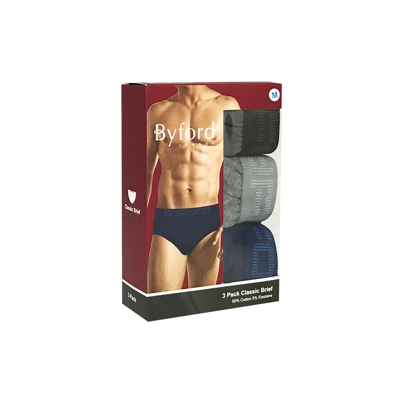 Byford 3pcs Men's Classic Briefs | Cotton Elastane | BMB835795AS1