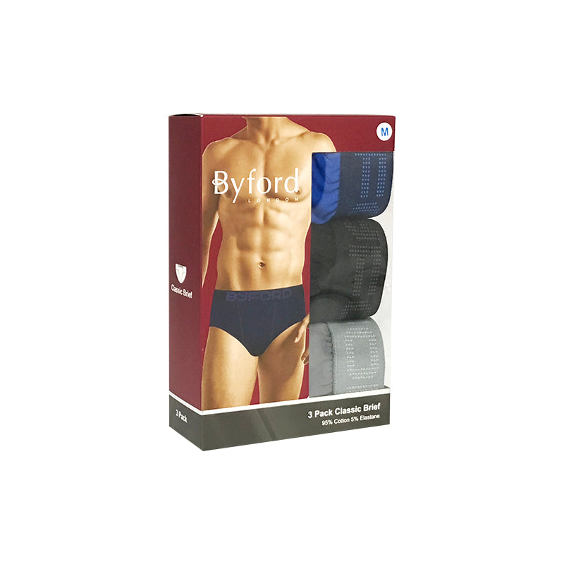 Byford 3pcs Men's Classic Briefs | Cotton Elastane | BMB835795AS1