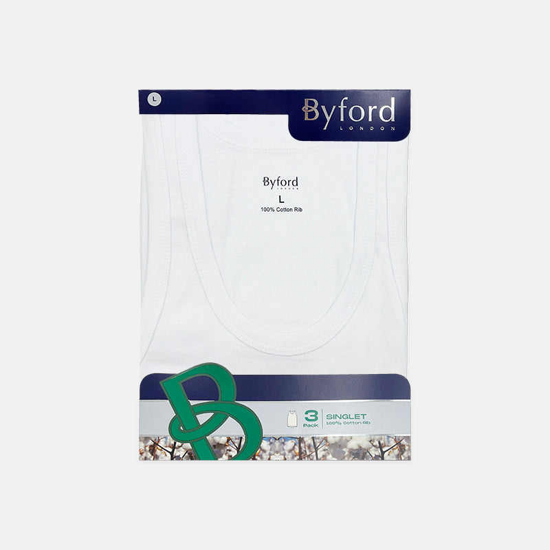 Byford 3pcs Men's Singlet | Cotton Rib | BMN278489AS1