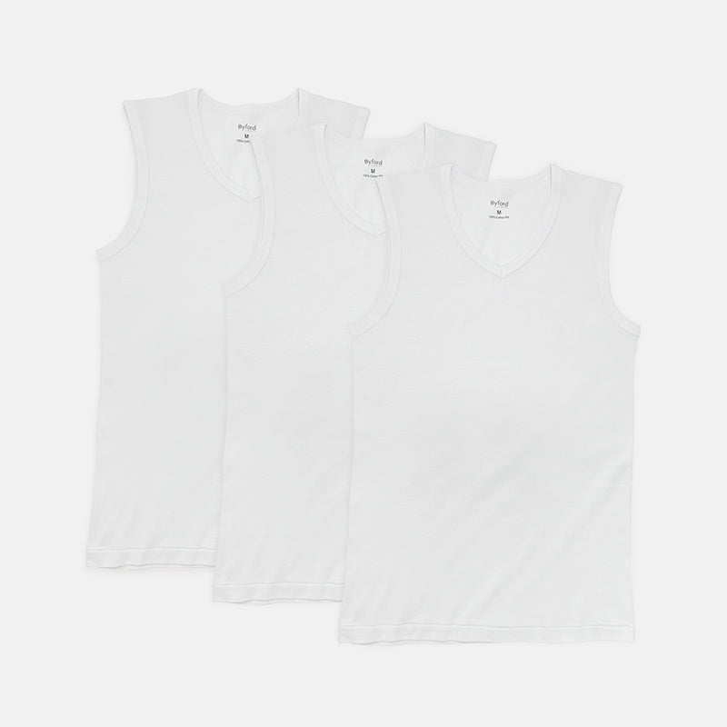 Byford 3pcs Men's V-Neck Muscle Tee | Cotton Rib | BMN278491AS1