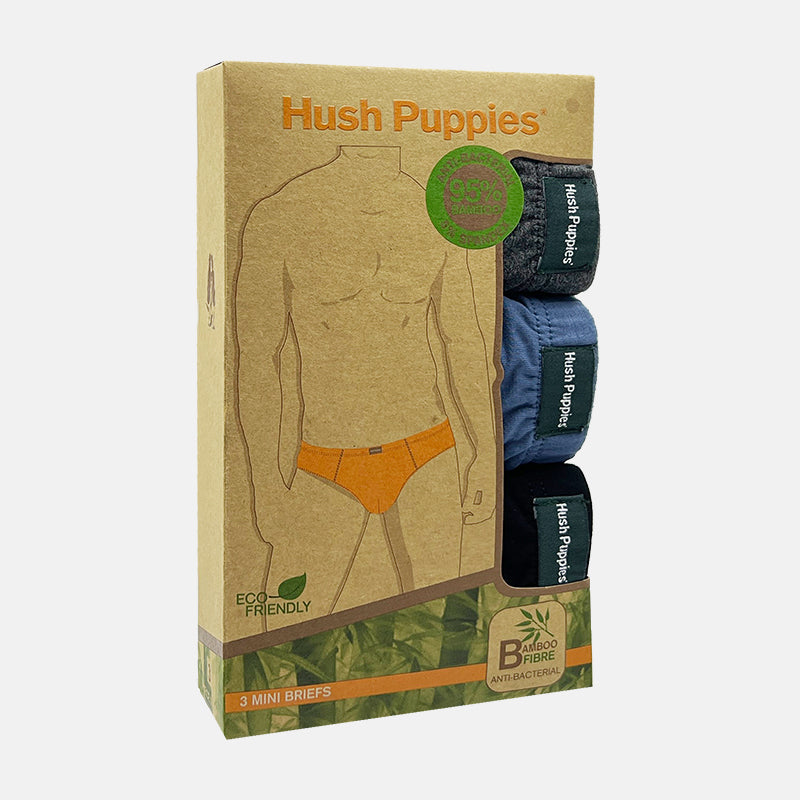 Hush Puppies 3pcs Men's Mini Briefs | Bamboo Spandex | BP2322