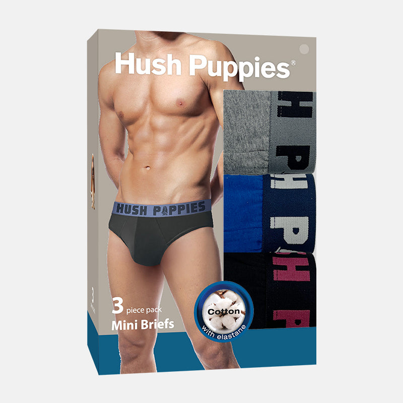 Hush Puppies 3pcs Men's Mini Briefs | Cotton Elastane | HMB278283AS1