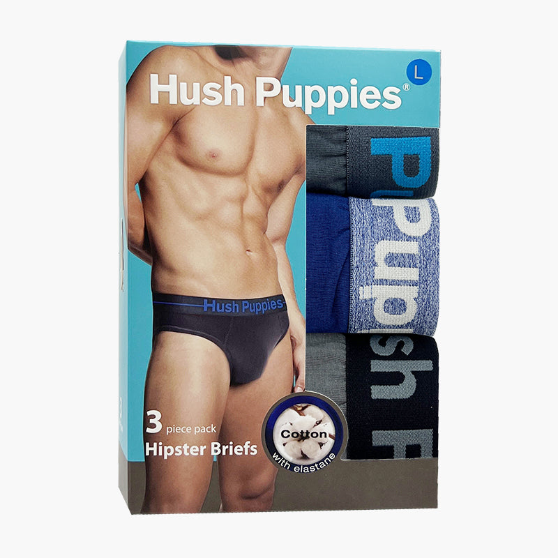 Hush Puppies 3pcs Men's Hipster Briefs | Cotton Elastane | HMB278287AS1