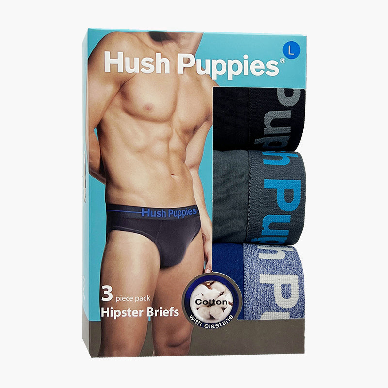 Hush Puppies 3pcs Men's Hipster Briefs | Cotton Elastane | HMB278287AS1