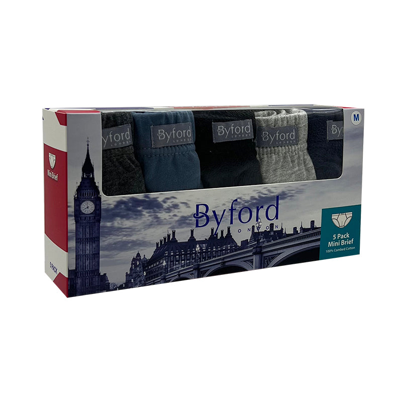 Byford 5pcs Men's Mini Briefs | Combed Cotton | BMB207993AS1