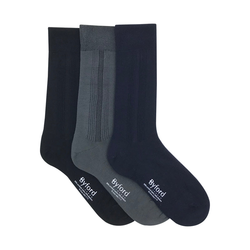 Byford 3prs Men's Full Length Socks | Cotton Elastane | BMS557178AS1
