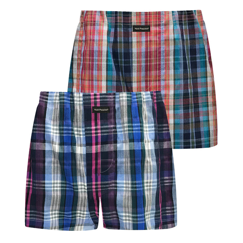 Hush Puppies 2pcs Men's Woven Boxer Shorts | Cotton Blend | HMX937275AS1