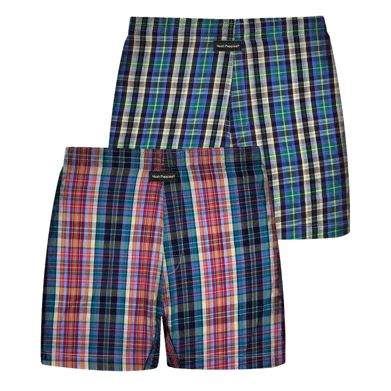 Hush Puppies 2pcs Men's Woven Boxer Shorts | Cotton Blend | HMX937275AS1