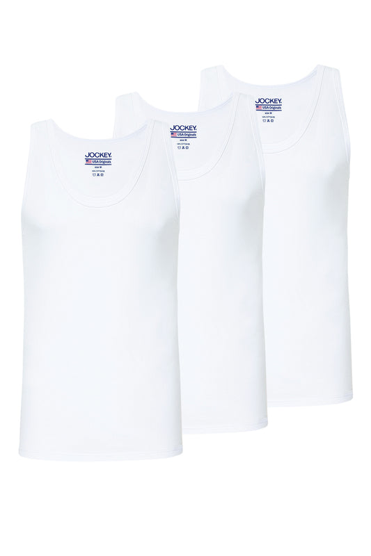Jockey® 3pcs Men's Singlet | Cotton | USA | JMN177831WHT