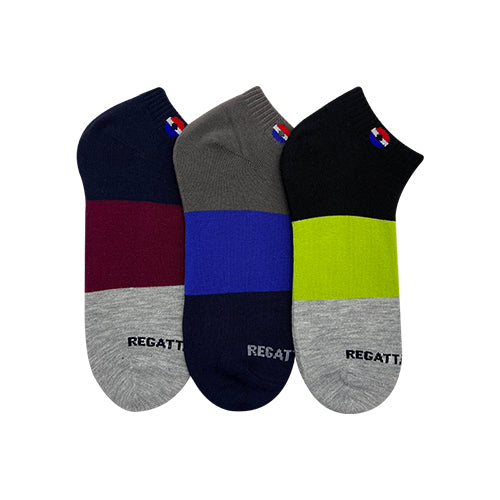 Regatta Crew 3prs Men's Ankle Socks - Colour Bar | Cotton Elastane | RMS237996AS1