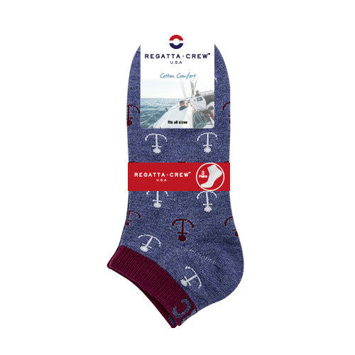 Regatta Crew 3prs Men's Ankle Socks - Anchor | Cotton Elastane | RMS237997AS1
