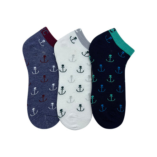 Regatta Crew 3prs Men's Ankle Socks - Anchor | Cotton Elastane | RMS237997AS1