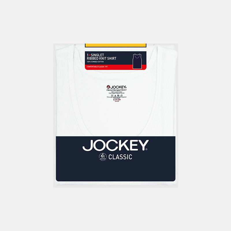 Jockey® 1pc Men's Classic Ribbed Knit Singlet | Cotton Combed | 1613WHITE