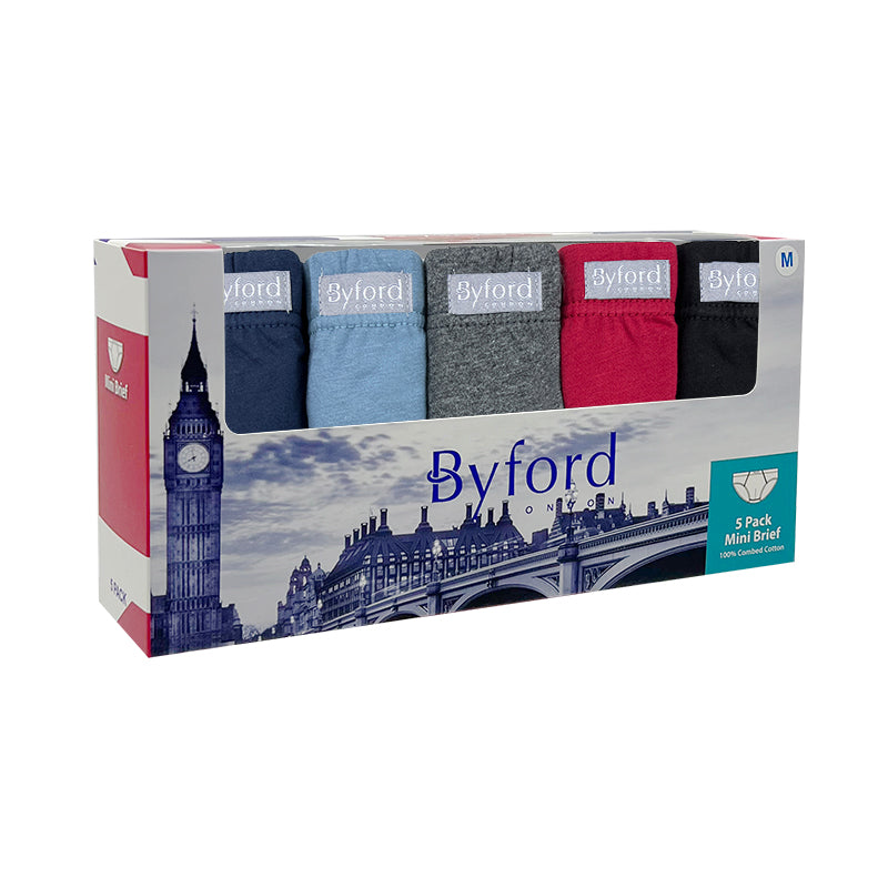 Byford 5pcs Men's Briefs, Combed Cotton, Mini