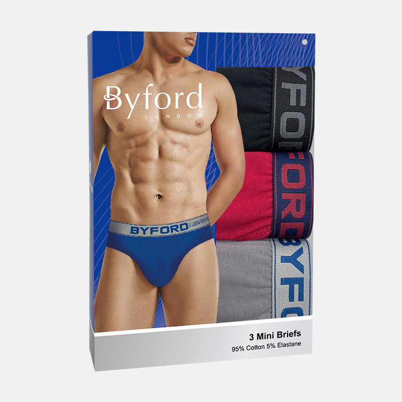 Byford 3pcs Men Mini Briefs | Cotton Elastane | Inventive | [CNY] BMB388871AS1