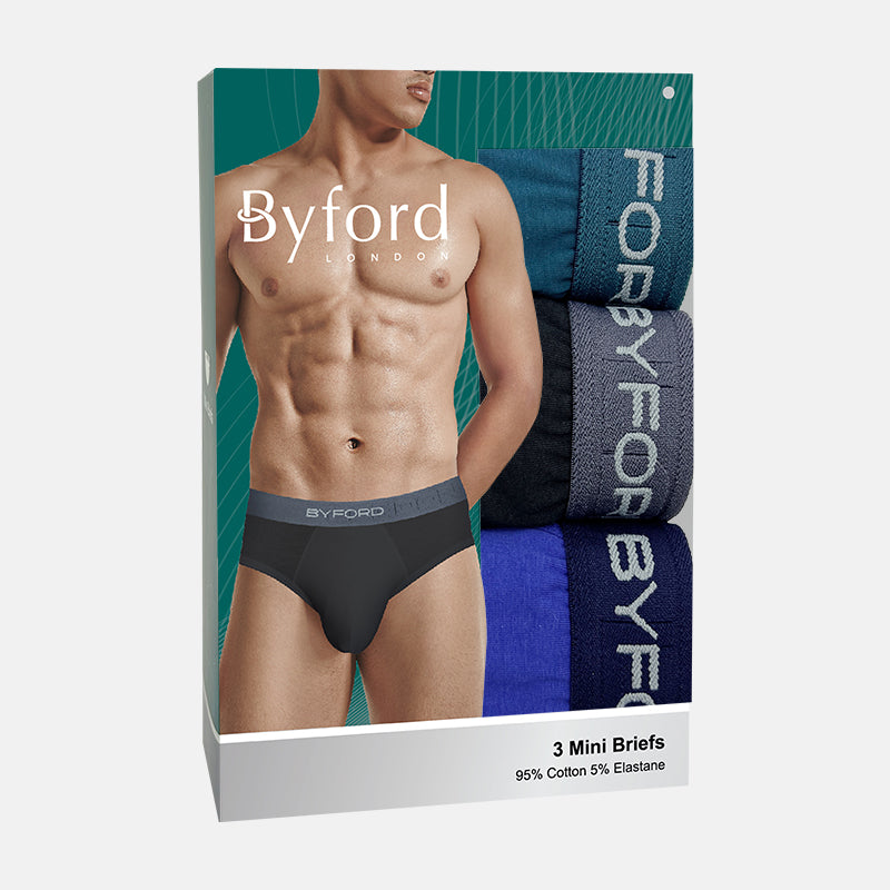 Byford 3pcs Men Mini Briefs | Cotton Elastane | Inventive | BMB389009