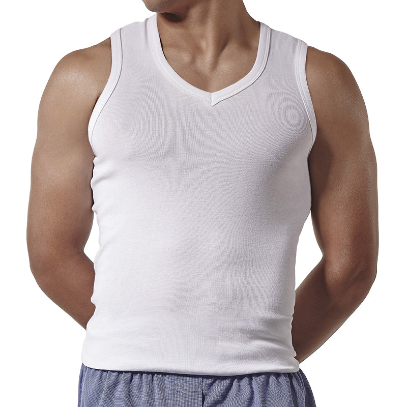 Byford 3pcs Men's V-Neck Muscle Tee | Cotton Rib | BMN278491AS1