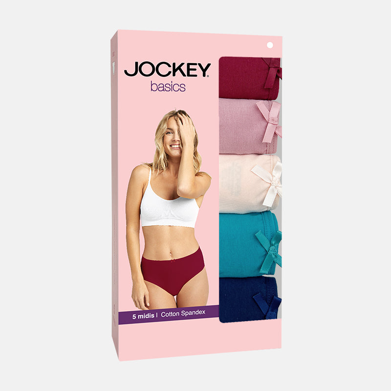 Jockey® 5pcs Ladies' Panties, Cotton Spandex, Essential, Midi