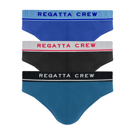Regatta Crew 3pcs Men's Hipster Briefs | Cotton Elastane | RMB238027AS1