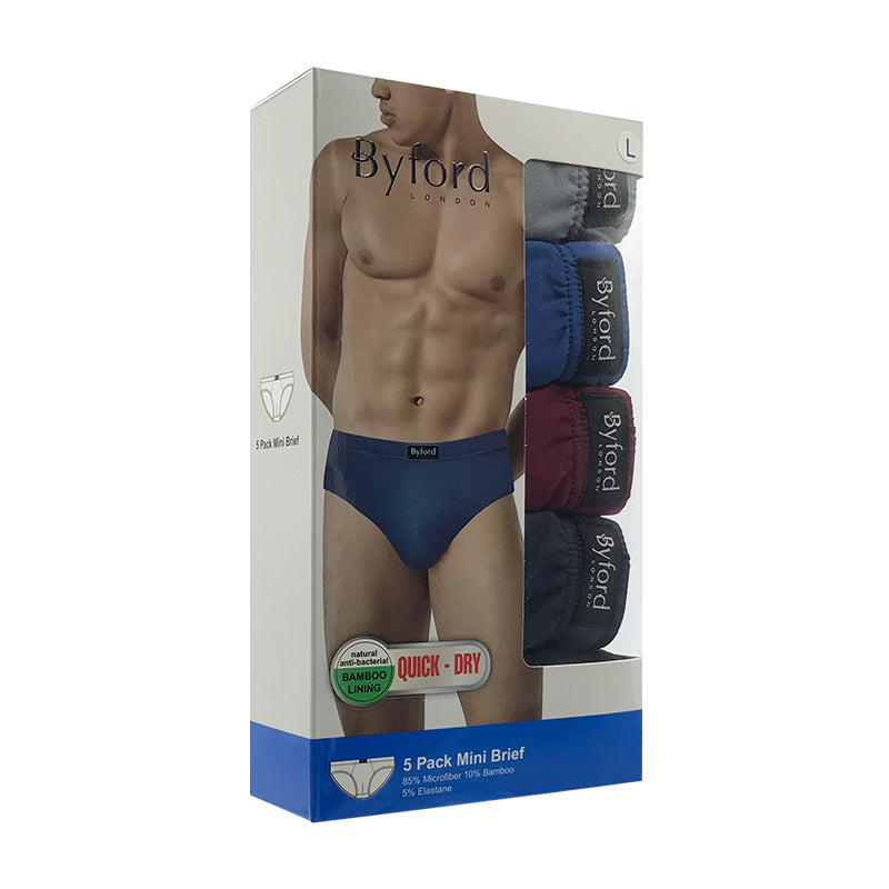 Byford 5pcs Men's Mini Briefs | Microfiber Bamboo Elastane | BMB157739AS1