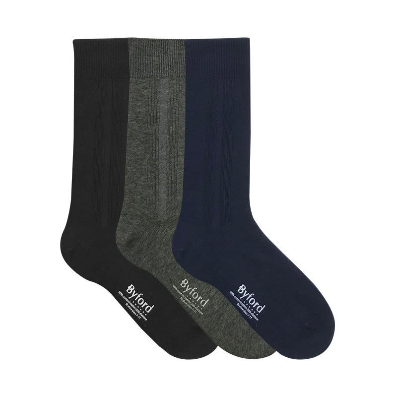 Byford 3prs Men's Full Length Socks | Cotton Elastane | BMS557178AS1