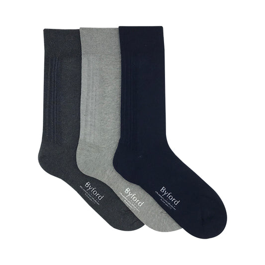 Byford 3prs Men's Full Length Socks | Cotton Elastane | BMS557179AS1