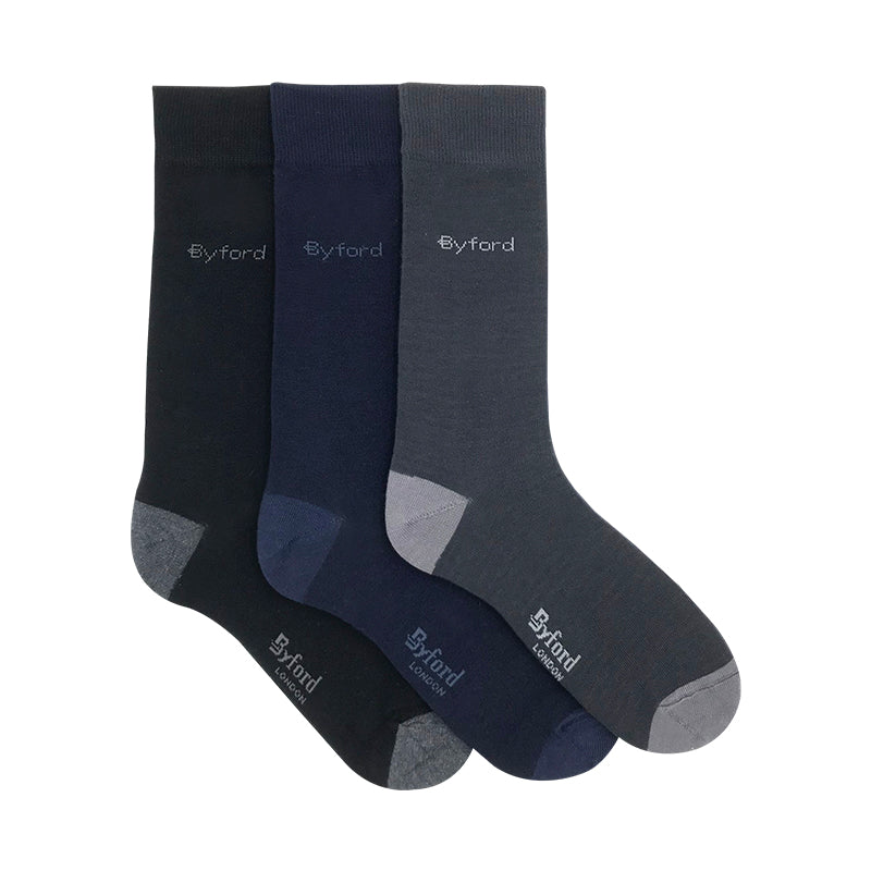 Byford 3prs Men's Full Length Socks | Cotton Elastane | BMS658996AS1