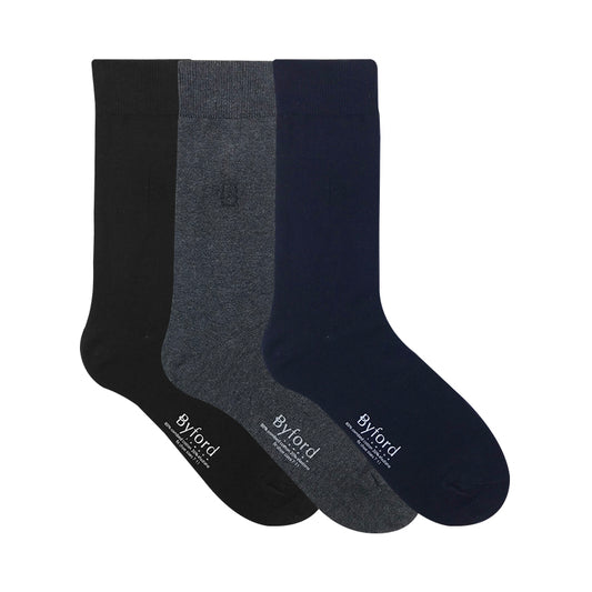 Byford 3prs Men's Full Length Socks | Cotton Elastane | BMS658997AS1
