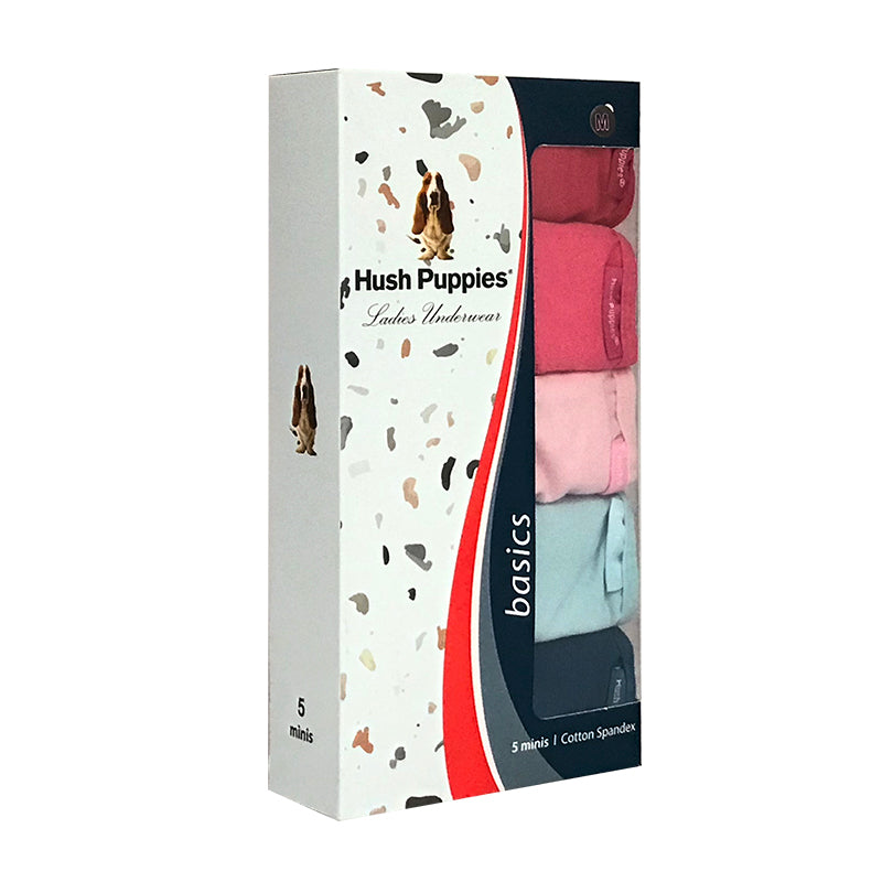 Hush Puppies 5pcs Ladies' Panties | 95% Cotton 5% Spandex | Mini | Basic D | HLU008883AS1