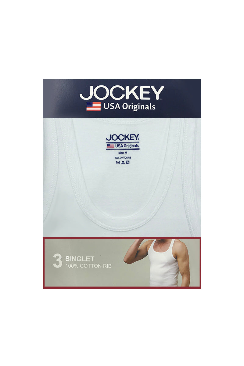 Jockey® 3pcs Men's Singlet | 100% Cotton | USA | JMN177831WHT