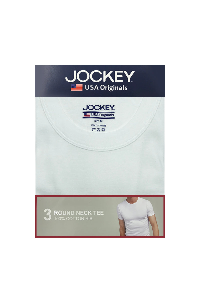 Jockey® 3pcs Men's R-Neck Tee | 100% Cotton | USA | JMN177833WHT