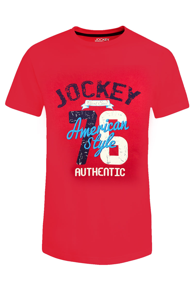 Jockey®️ 1pc Men's Graphic Tee | Cotton Single Jersey | Slim Fit | JMT938618NVY/RED