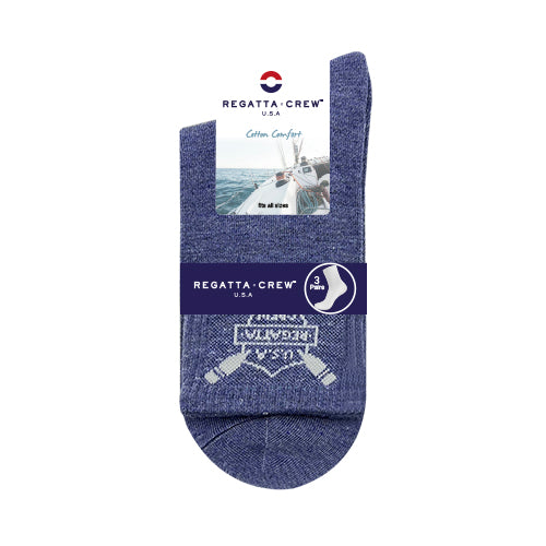 Regatta Crew 3prs Men's Quarter Socks - Logo | Cotton Elastane | RMS237999AS1
