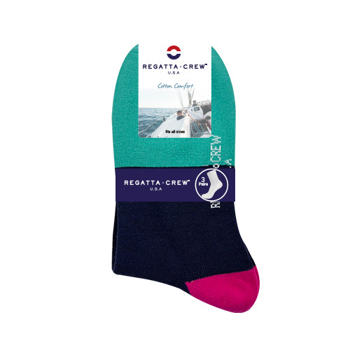 Regatta Crew 3prs Men's Quarter Socks - Colour Bar | Cotton Elastane | RMS238002AS1